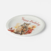 Herbstvibes Owl - Geburtstag Pappteller (Schrägansicht)