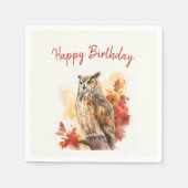 Herbstvibes Owl - Geburtstag Serviette (Vorderseite)