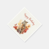 Herbstvibes Owl - Geburtstag Serviette (Ecke)