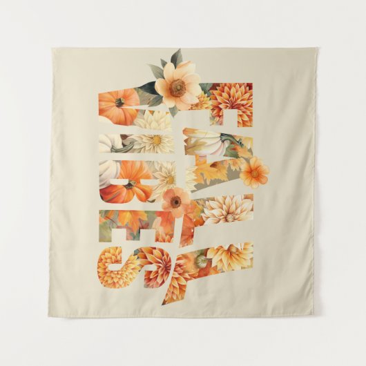 Herbstvibes Wasserfarbene Wildblumen Blätter Herbs Wandteppich (Vorderseite (Horizontal))