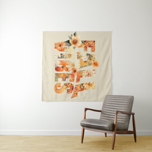 Herbstvibes Wasserfarbene Wildblumen Blätter Herbs Wandteppich (Beispiel (Horizontal))