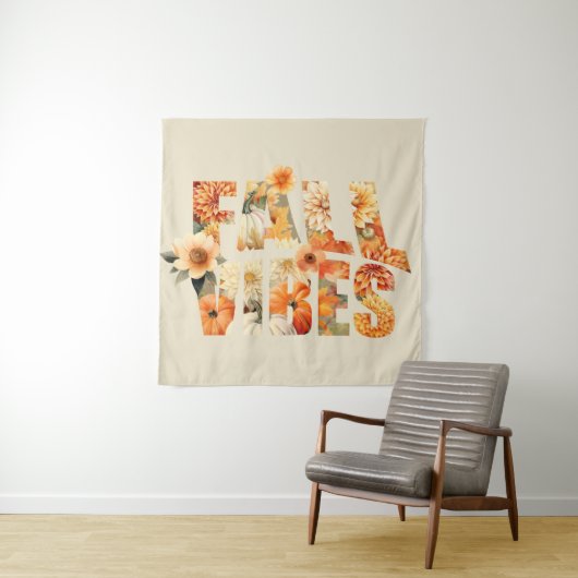 Herbstvibes Wasserfarbene Wildblumen Blätter Herbs Wandteppich (Beispiel)