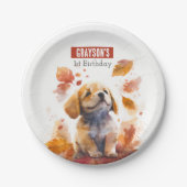 Herbstvibes Welpe - Geburtstagsparty - Pappteller (Vorderseite)