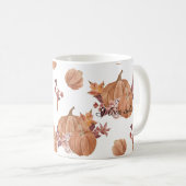 Herbstvögel Blume und Blätter Wasserfarbe Kaffeetasse (VorderseiteRechts)