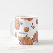 Herbstvögel Blume und Blätter Wasserfarbe Kaffeetasse (Vorderseite Links)