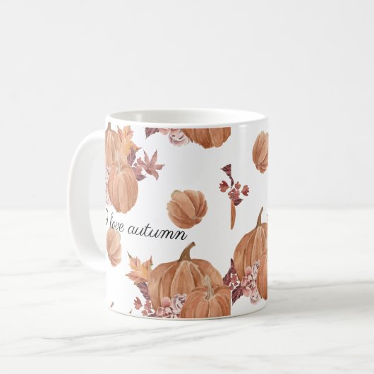 Herbstvögel Blume und Blätter Wasserfarbe Kaffeetasse (Vorderseite Links)