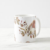 Herbstvögel Blume und Blätter Wasserfarbe Kaffeetasse (VorderseiteRechts)