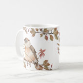 Herbstvögel Blume und Blätter Wasserfarbe Kaffeetasse (Vorderseite Links)