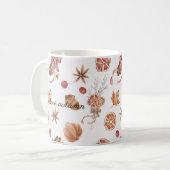 Herbstvögel Blume und Blätter Wasserfarbe Kaffeetasse (Vorderseite Links)