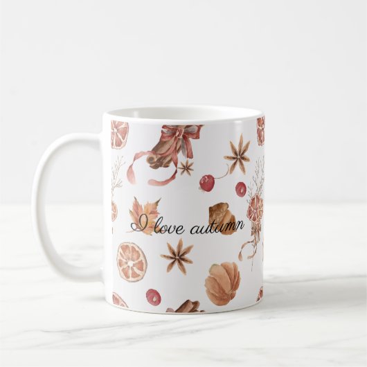 Herbstvögel Blume und Blätter Wasserfarbe Kaffeetasse (Links)