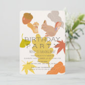 Herbstvogel & Chipmunk Einladung zum Geburtstag (Stehend Vorderseite)