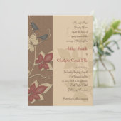 Herbstvögel und Blätter Einladung zur Hochzeit (Stehend Vorderseite)