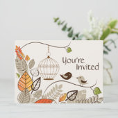 Herbstvögel und Lässige Blätter Einladung zur Hoch (Stehend Vorderseite)