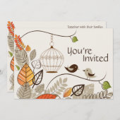 Herbstvögel und Lässige Blätter Einladung zur Hoch (Vorne/Hinten)