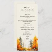 Herbstwald, Abendmenü für Hochzeiten im Herbst Menükarte (Vorne/Hinten)