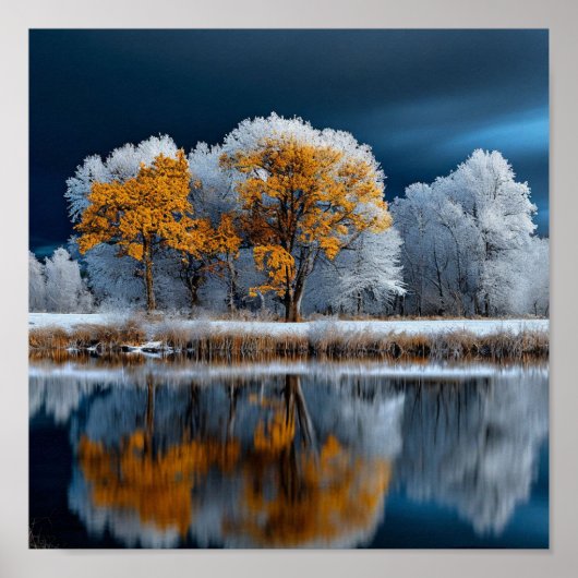 Herbstwald am See Poster (Vorne)