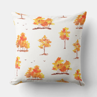 Herbstwald-Aquarellmuster | Warmer Herbstwald Kissen
