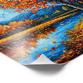 Herbstwald auf der Ölmalerei des Sees Fotodruck (Ecke)