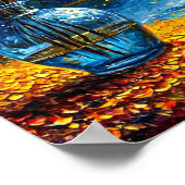 Herbstwald auf der Ölmalerei des Sees Poster (Ecke)