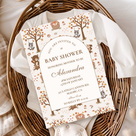 Herbstwald-Baby-Party Einladung