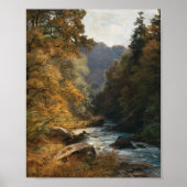 Herbstwald Bach Hirsch Landschaftsposter Poster (Vorne)