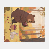Herbstwald Bär Kaninchen Fleecedecke (Vorderseite (Horizontal))