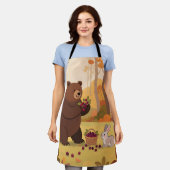 Herbstwald Bär Kaninchen Schürze (Getragen)