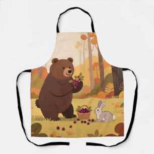 Herbstwald Bär Kaninchen Schürze