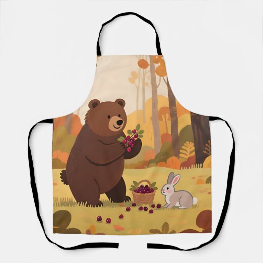 Herbstwald Bär Kaninchen Schürze (Vorderseite)