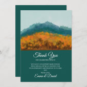 Herbstwald Bäume Blauer Berg Wasserfarbe Dankeskarte (Vorne/Hinten)