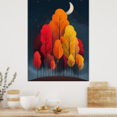 Herbstwald bei Nacht Poster (Küche)