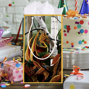 Herbstwald Bernstein Drache Birken Bäume Fantasy Kleine Geschenktüte