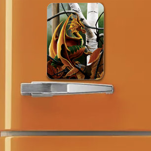 Herbstwald Bernstein Drache Birken Bäume Fantasy Magnet