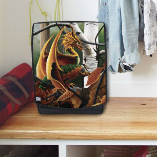 Herbstwald Bernstein Drache Birken Bäume Fantasy Rucksack