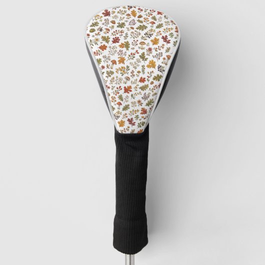 Herbstwald Blumenblatt Pilzmuster Golf Headcover (Vorderseite)