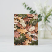 Herbstwald-Boden-Pilze Moos Gefallene Blätter Postkarte (Stehend Vorderseite)