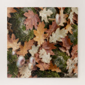 Herbstwald-Boden Pilze Moos Gefallene Blätter Puzzle (Horizontal)