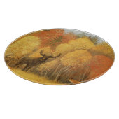 Herbstwald, digitales Reh und Fuchs. Schneidebrett (Ecke)