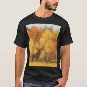 Herbstwald, digitales Reh und Fuchs. T-Shirt