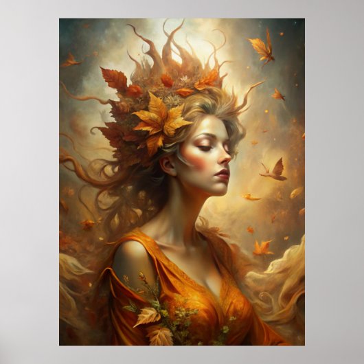 Herbstwald Faia - Mystischer Fall Mauer Kunst Poster (Vorne)