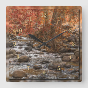 HERBSTWALD FLUSS SEDONA ARIZONA QUADRATISCHE WANDUHR