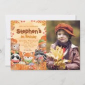 Herbstwald Geburtstag mit Foto Einladung (Vorderseite)