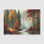Herbstwald Glow River Landschaft Dekoupage Seidenpapier (Vorderseite)
