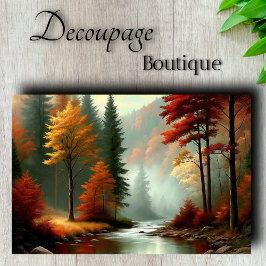 Herbstwald Glow River Landschaft Dekoupage Seidenpapier