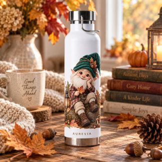 Herbstwald-Gnom und Eicheln-Wasserflasche Trinkflasche