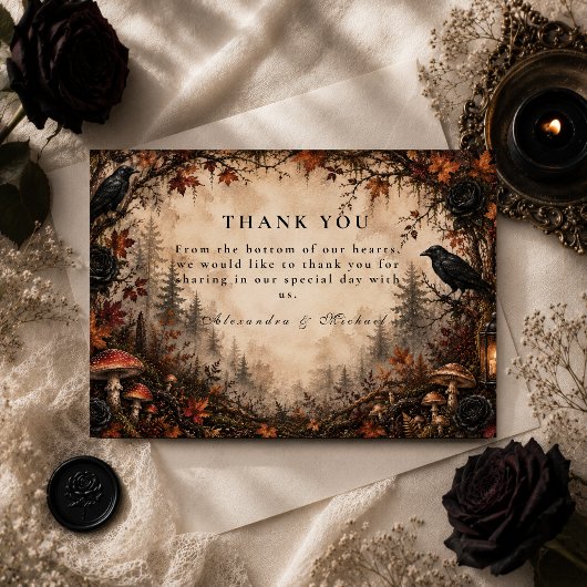 Herbstwald-Gotische Hochzeit Dankeskarte