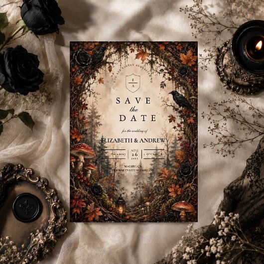Herbstwald-Gotische Hochzeit Save The Date