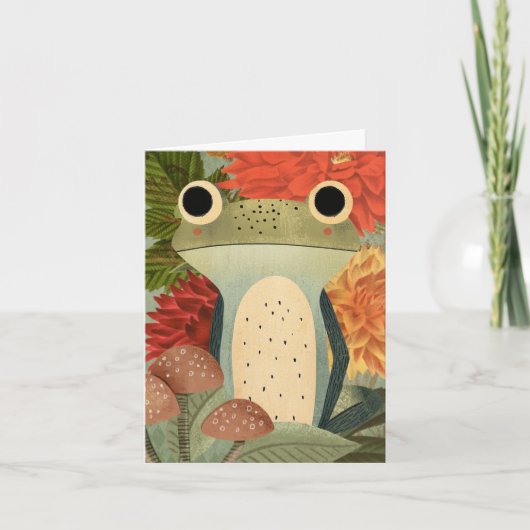 Herbstwald Grüne Frosch mit Blumen (Vorderseite)