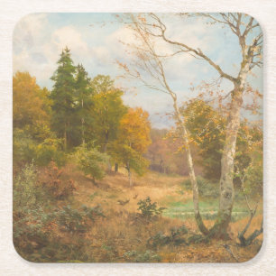 Herbstwald - Heinrich Böhmer Rechteckiger Pappuntersetzer