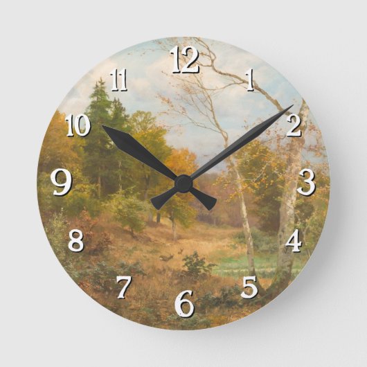 Herbstwald - Heinrich Böhmer Runde Wanduhr (Vorderseite)